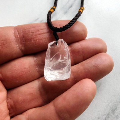 Raw Clear Quartz Pendant Necklace - Adjustable length